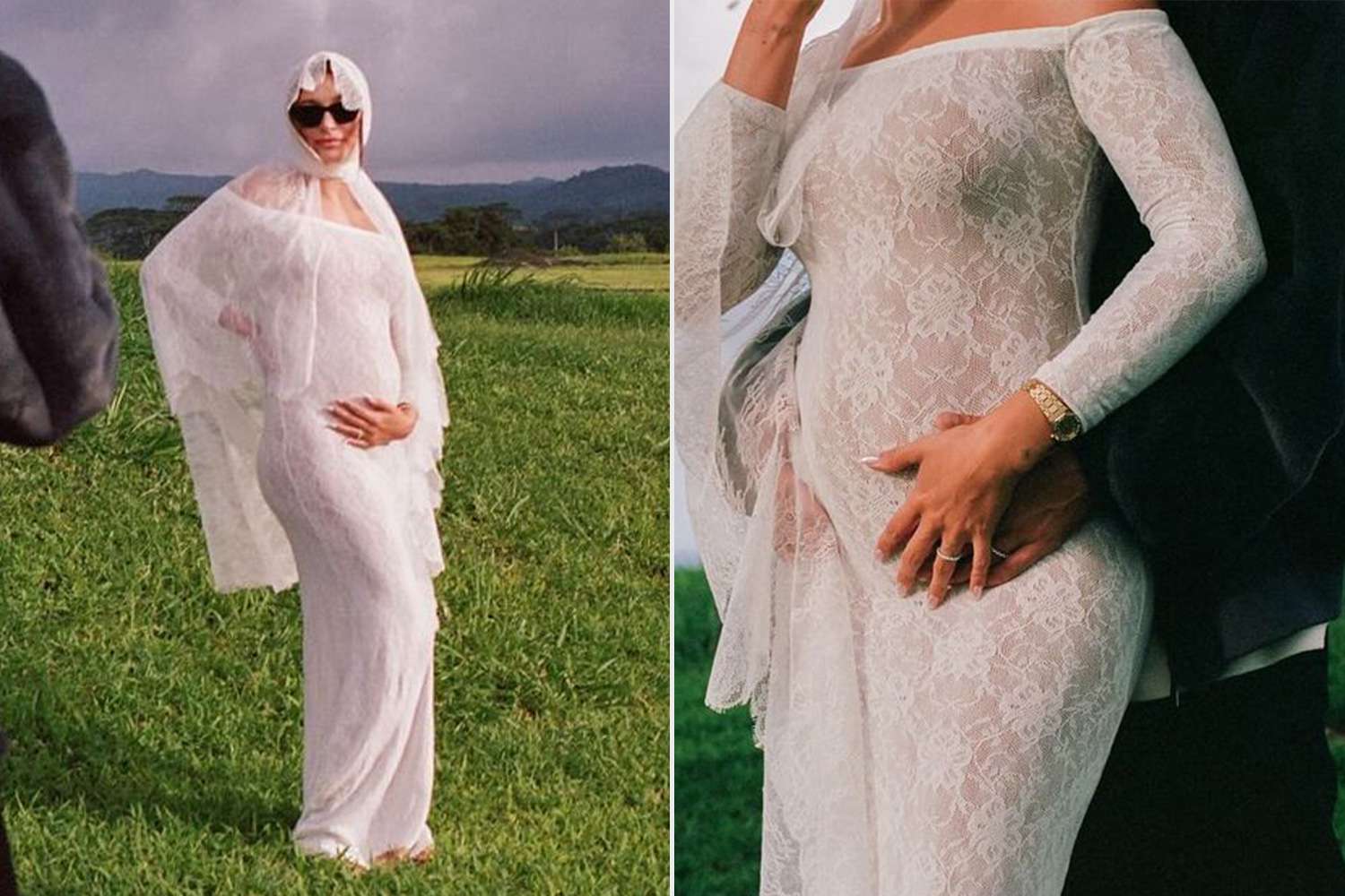 Hailey Bieber Dresses Up Her Bump in Bridal-Like Sheer Gown for Pregnancy Reveal and Vow Renewal with Justin