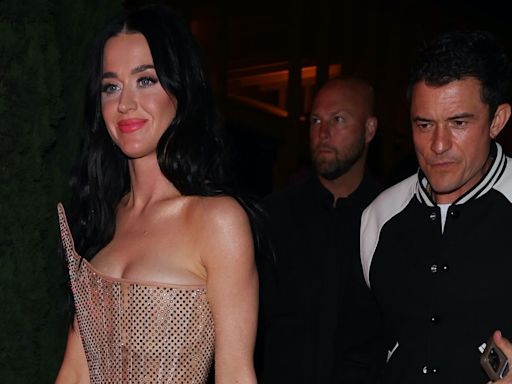 Katy Perry Wore a Sheer Matching Set Covered in Sequins for a Rare Outing with Orlando Bloom