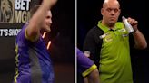 Watch Michael van Gerwen's reaction after spotting Luke Littler revving up crowd