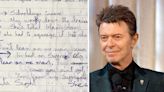 David Bowie's handwritten lyric sheet expected to fetch €115,000 at auction