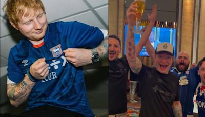 VIDEO: Ed Sheeran festejó el ascenso del Ipswich Town a la Premier League bebiendo cerveza