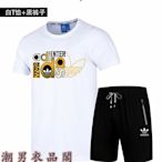 潮男衣品閣＾Adidas 愛迪達 三葉草 男短袖套裝 經典色調 速幹短T 五分褲 運動休閒 兩件套TZ1344