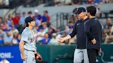 Detroit Tigers' Kenta Maeda exits start with right abdominal discomfort after two pitches