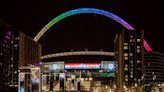 Wembley arch lit up in rainbow colours for England vs USA World Cup game