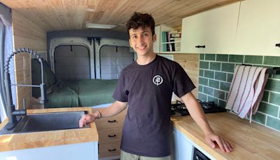 A med student wanted to simplify his life, so he spent $33,000 turning a van into a tiny house. Take a look inside.