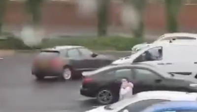 Shocking moment mum in rage drivers over security guard's foot in Asda