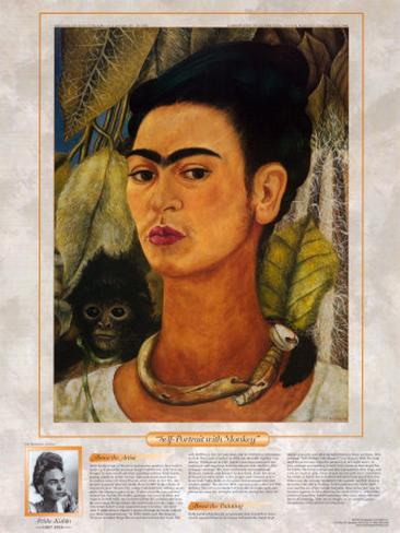 Notable Women Artists - Frida Kahlo - Self-Portrait with Monkey Art ...