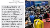 An American traveler's bag was lost on her vacation to Europe. 5 weeks later a stranger sent a photo of her luggage in a city she had never even been to.