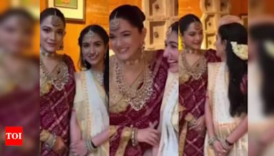 Radhika Merchant's elegant sari look at Graha Shanti pooja | - Times of India