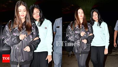 Aishwarya Rai Bachchan and daughter Aaradhya stun with their chic style as they leave for Dubai | - Times of India