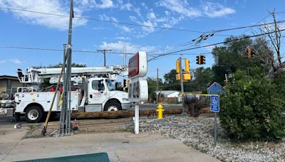 Downed powerlines near Del Mar Parkway and E. Tenth Avenue in Aurora leads to road closures and outages