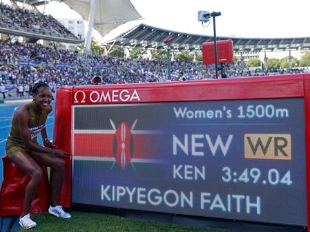 Two-time Olympic champion Faith Kipyegon breaks her own world record in 1,500 meters - The Boston Globe