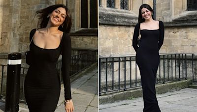Alaya Furniturewalla's Black Midi Dress Was A Stylish Boon To Her London Trip