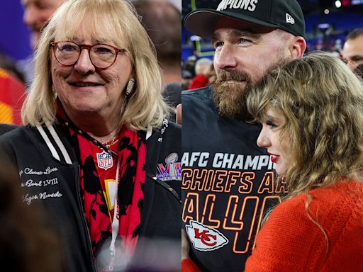 Travis Kelce's Mom Donna Shares Video of Him Carrying Taylor Swift Onstage at Eras Tour Show - E! Online