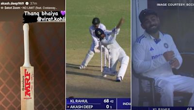 Akash Deep smokes consecutive sixes with bat recently 'gifted' by Virat Kohli; ex-India captain's reaction is gold