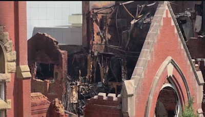 Members grieve massive fire which destroyed historic Dallas church sanctuary