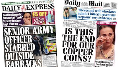 Soldier stabbed in 'frenzy' and no plans for new 1p or 2p coins