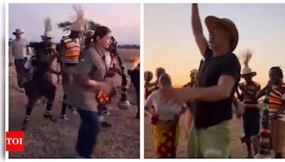 THIS video of Akshay Kumar and Twinkle Khanna dancing their heart out with the Omahe during their Tanzanian vacation is simply unmissable! - WATCH | - Times of India