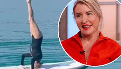 Sir Paul McCartney's ex Heather Mills performs yoga on a paddle board