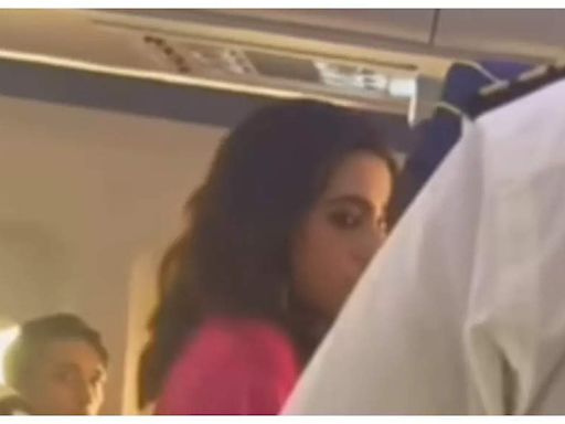 Sara Ali Khan get angry as air hostess spills juice on her dress in a viral video, fans react | Hindi Movie News - Times of India