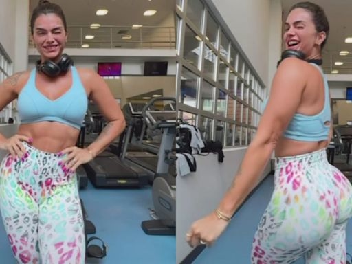 Com barriga trincada, Kelly Key faz vídeo na academia e incentiva fãs: 'Vai malhar'