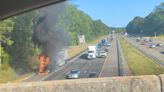 Photos: Semi truck on fire on I-64, near Barlow Road causes delays