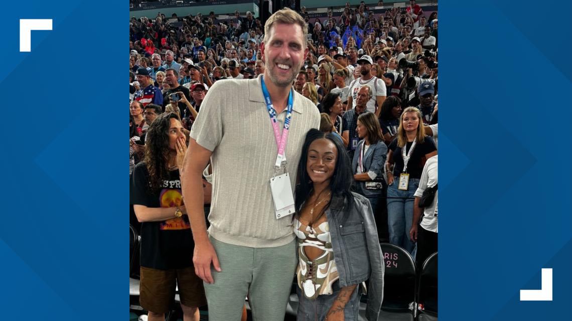 'The most Dallas pic ever!' Sha'Carri Richardson, Dirk Nowitzki pose together at men's basketball final