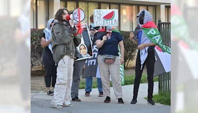 Pro-Palestinian activists at Cal State LA march against invasion of Rafah