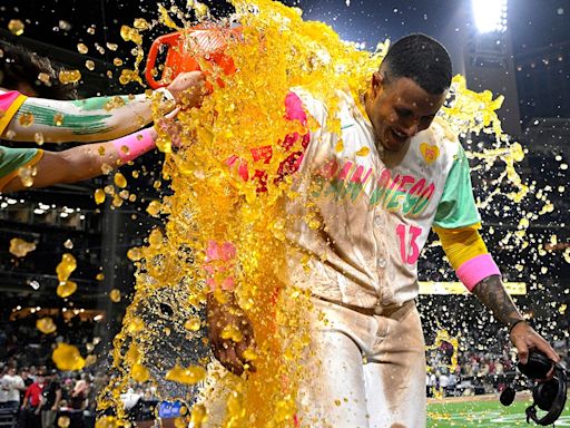 Overzealous Padres fan tackled by security trying to get a selfie with Manny Machado after walk-off homer