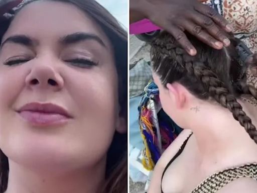 Watch woman on holiday get 'horrific' braids so tight it’s like 'free Botox'