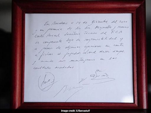 Paper Napkin Contract Of Lionel Messi Sold At Auction For Rs 8 Crore