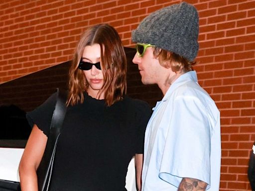 Pregnant Hailey Bieber Wears Flirty LBD as Justin Wears Beanie and Baggy Jeans for Beverly Hills Date Nigh