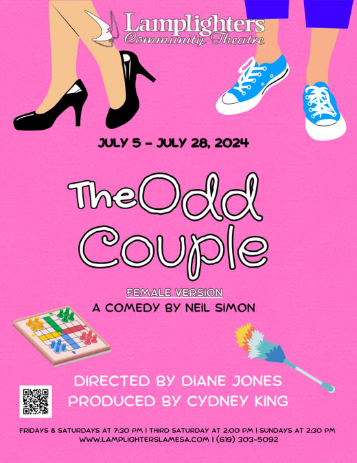 The Odd Couple, the Female Version, by Neil Simon in San Diego at Lamplighters Theatre 2024