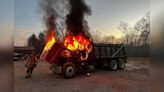 PHOTOS: Dump truck engulfed in flames in Lincoln County