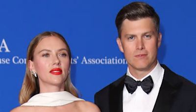 Scarlett Johansson stuns in strapless gown while supporting host husband Colin Jost at White House Correspondents' Dinner as couple looks totally loved up on red carpet