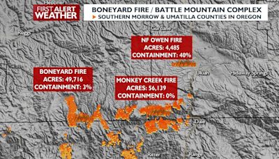 Boneyard Fire & Battle Mountain Complex total over 100,000 acres, still causing evacuations in southern Morrow County