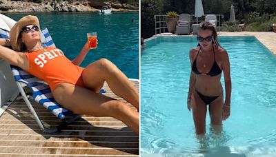 Amanda Holden, 53, sizzles as she sips cocktail and sunbathes on a boat in Corfu