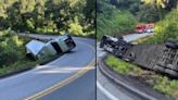 Big-rig rolls over on Highway 152 near Watsonville