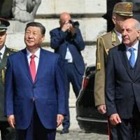 Hungarian President Tamas Sulyok received Chinese President Xi Jinping with military honours in Budapest on Thursday