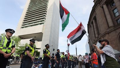 Pro-Palestine protestors picket outside Biden presidential motorcade, Seaport fundraiser