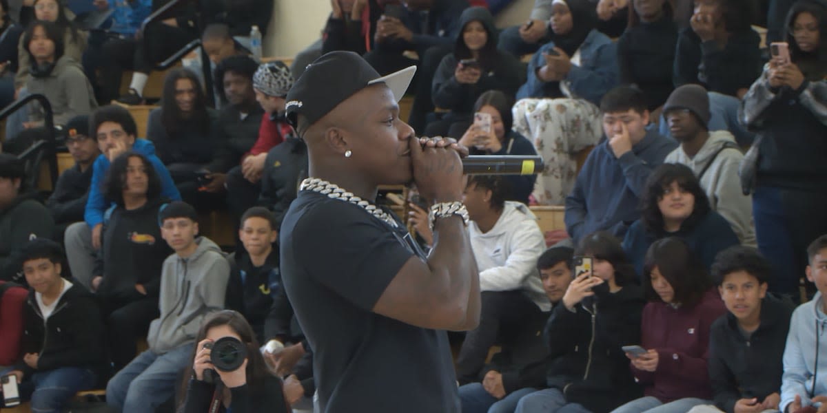 Rapper DaBaby surprises students at Charlotte high school