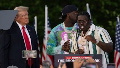 Trump appeared on stage at his Bronx rally with two rappers charged in a felony gang case