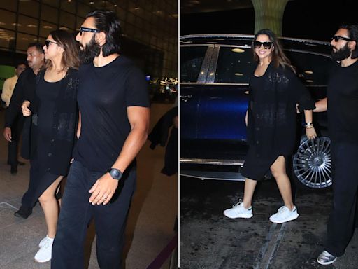 Ranveer Singh And Deepika Padukone Look Fabulous In Matching Black Ensembles With Sneakers