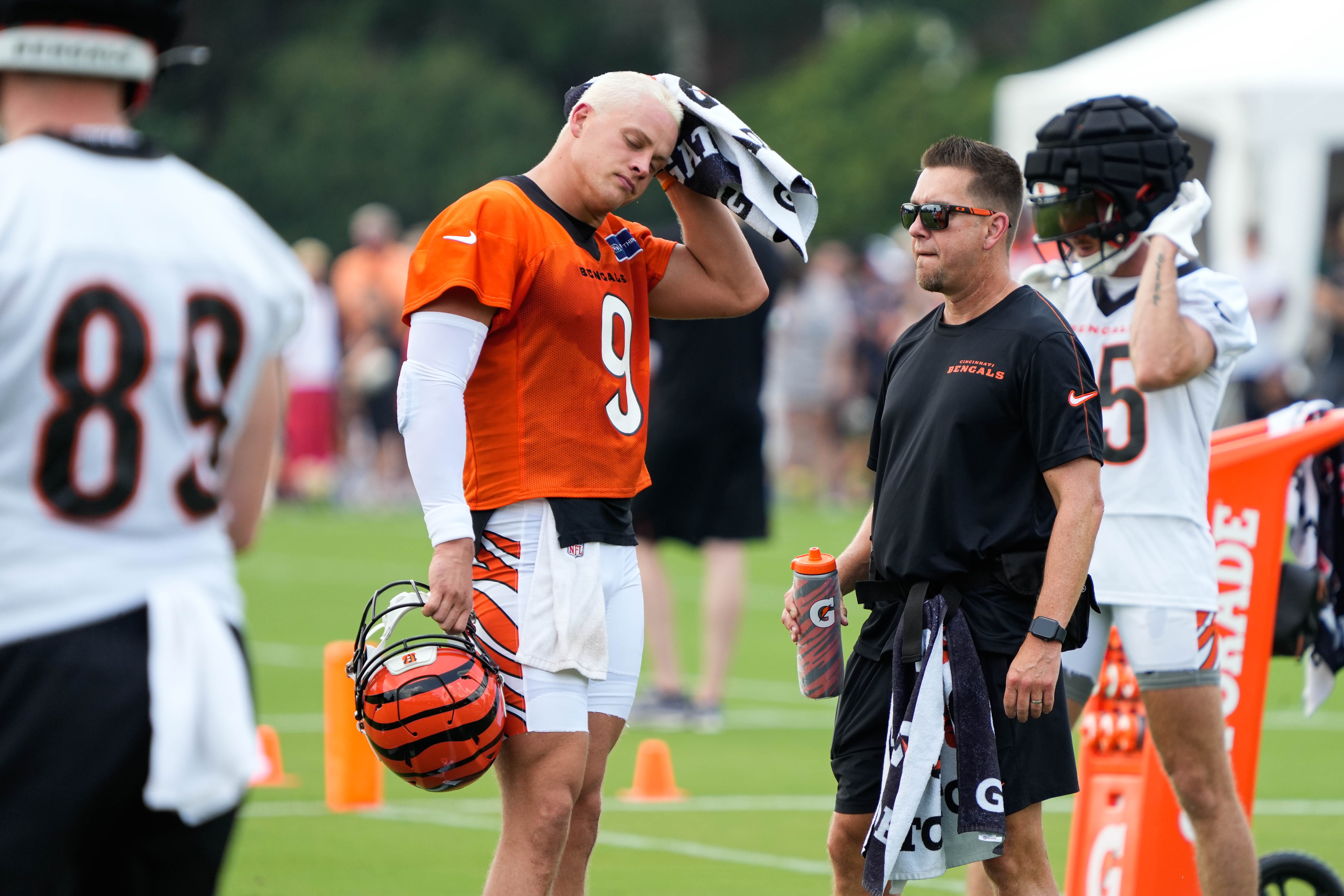 Bengals quarterback Joe Burrow tries a new position at training camp and he's pretty good