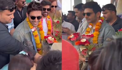 VIDEO: Kartik Aaryan Welcomed With Dhol At His Hometown Gwalior As He Arrives For Chandu Champion Trailer Launch
