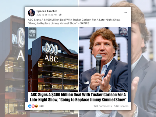 Fact Check: No, Tucker Carlson Isn't Set to Replace Jimmy Kimmel in $400M Deal With ABC