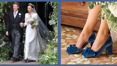 Olivia Henson Chose Blue Velvet Shoes (With Bows on Them!) for Her Wedding to the Duke of Westminster
