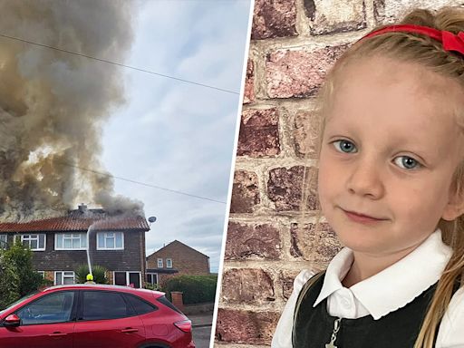 A 6-year-old girl rushes into her burning house to save her family