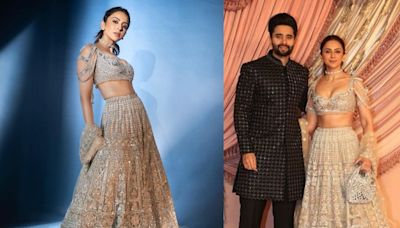 Rakul Preet Singh Sparkles In Silver Lehenga With Jackky Bhagnani In Classic Black Bandhgala Suit - News18