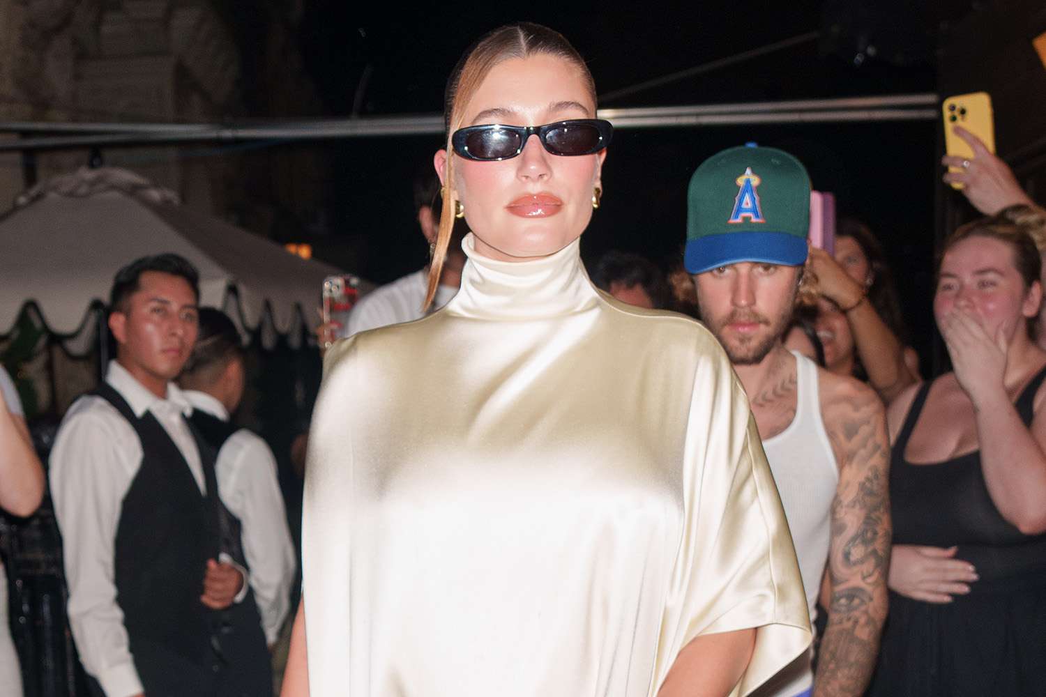 Pregnant Hailey Bieber Stuns in Satin on Date Night with Justin Bieber in New York City